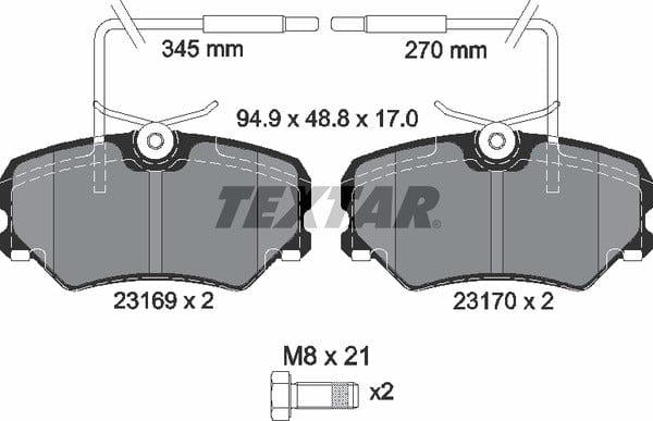 Textar Brake Pads Full Set Of 4 Front With Brake Caliper Screws 2316901 - image 5