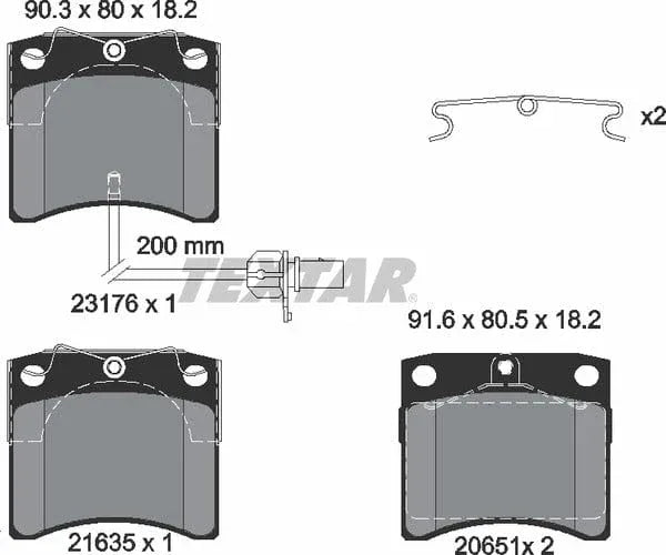 Textar Brake Pads Full Set Of 4 Front With Accessories 2317602 - image 5