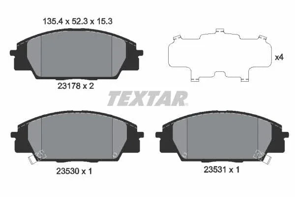 Textar Brake Pads Full Set Of 4 Front 2317801 - image 4