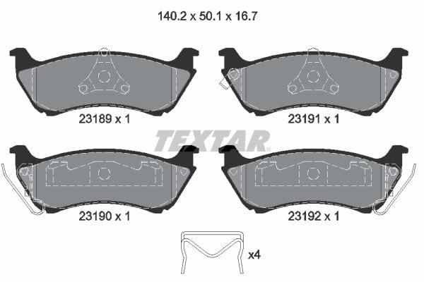 Textar Brake Pads Full Set Of 4 Rear With Accessories 2318902 - image 4