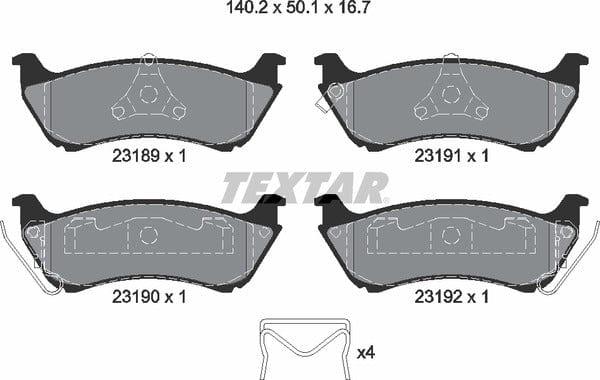 Textar Brake Pads Full Set Of 4 Rear With Accessories 2318902 - image 5
