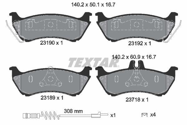 Textar Brake Pads Full Set Of 4 Rear With Accessories 2319002 - image 4