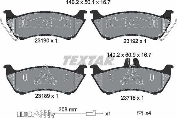Textar Brake Pads Full Set Of 4 Rear With Accessories 2319002 - image 5