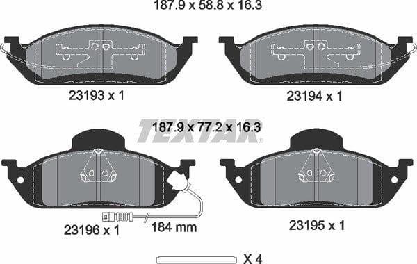 Textar Brake Pads Full Set Of 4 Front With Accessories 2319303 - image 5