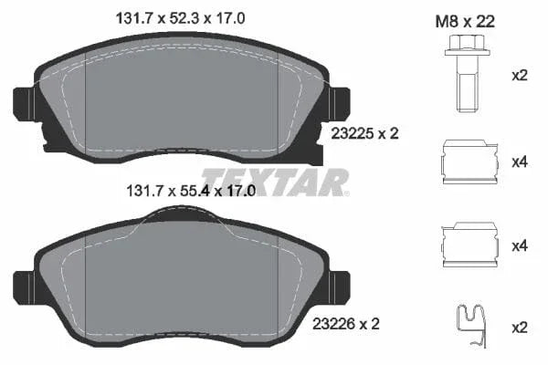 Textar Brake Pads Full Set Of 4 Front 2322501 - image 4