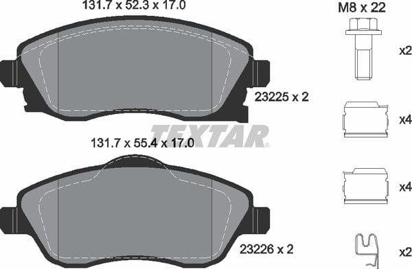 Textar Brake Pads Full Set Of 4 Front 2322501 - image 5