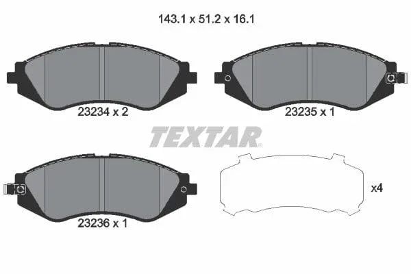 Textar Brake Pads Full Set Of 4 Front 2323401 - image 4