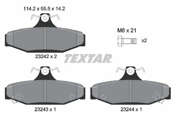 Textar Brake Pads Full Set Of 4 Rear With Brake Caliper Screws 2324201 - image 4
