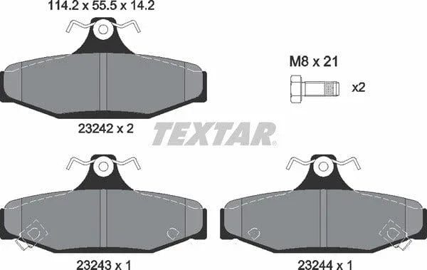 Textar Brake Pads Full Set Of 4 Rear With Brake Caliper Screws 2324201 - image 5