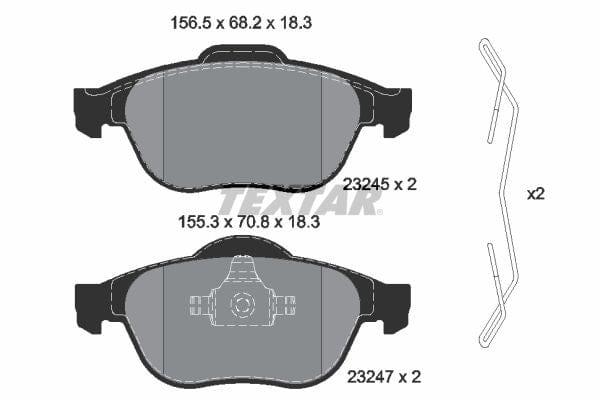 Textar Brake Pads Full Set Of 4 Front With Accessories 2324502 - image 4