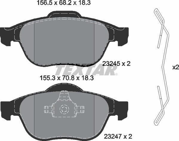 Textar Brake Pads Full Set Of 4 Front With Accessories 2324502 - image 5