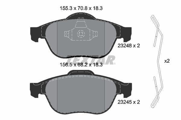 Textar Brake Pads Full Set Of 4 Front With Accessories 2324802 - image 4