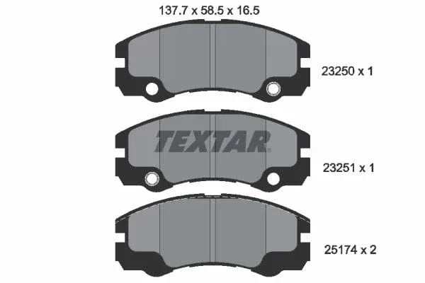 Textar Brake Pads Full Set Of 4 Front 2325001 - image 4