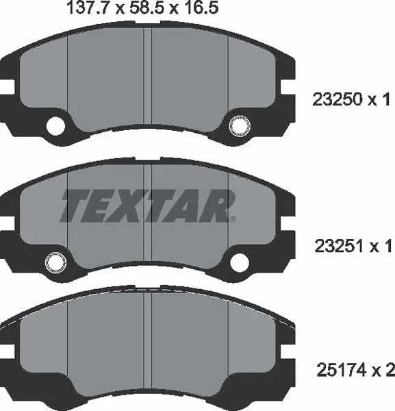 Textar Brake Pads Full Set Of 4 Front 2325001 - image 5