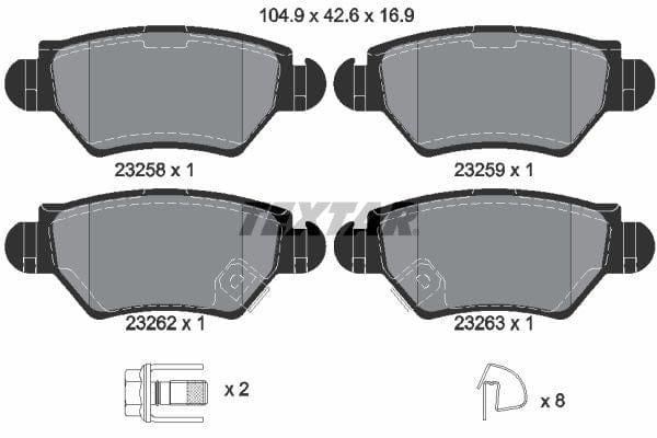 Textar Brake Pads Full Set Of 4 Rear With Brake Caliper Screws With Accessories 2325803 - image 4