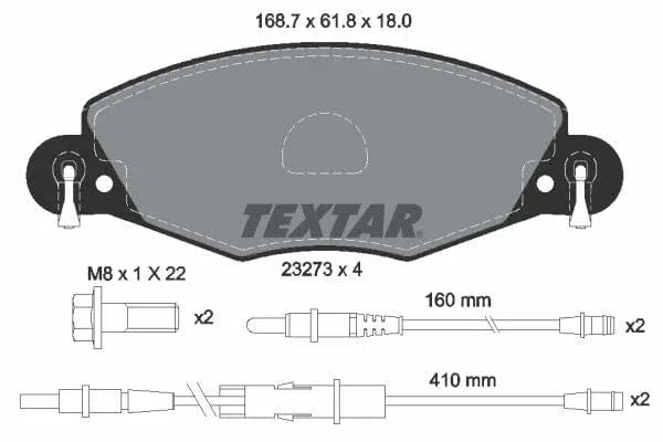 Textar Brake Pads Full Set Of 4 Front With Brake Caliper Screws 2327301 - image 4