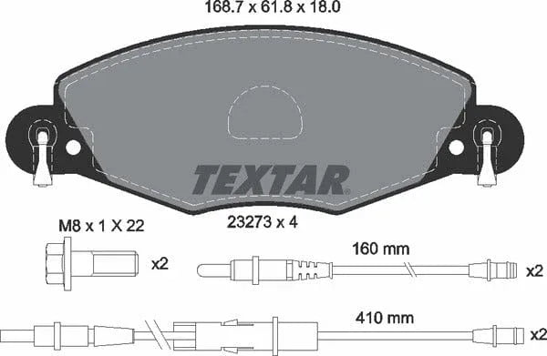 Textar Brake Pads Full Set Of 4 Front With Brake Caliper Screws 2327301 - image 5