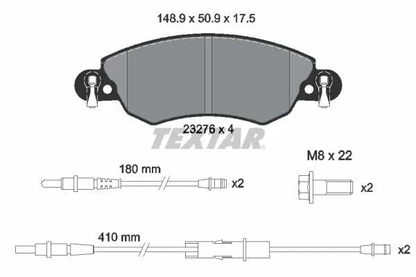 Textar Brake Pads Full Set Of 4 Front With Brake Caliper Screws 2327601 - image 4