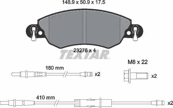 Textar Brake Pads Full Set Of 4 Front With Brake Caliper Screws 2327601 - image 5