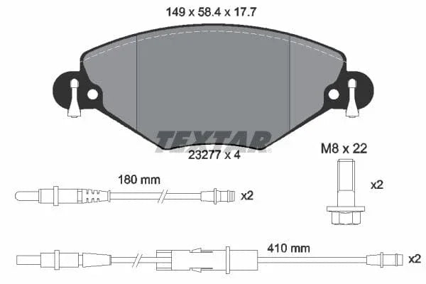 Textar Brake Pads Full Set Of 4 Front With Brake Caliper Screws 2327701 - image 4