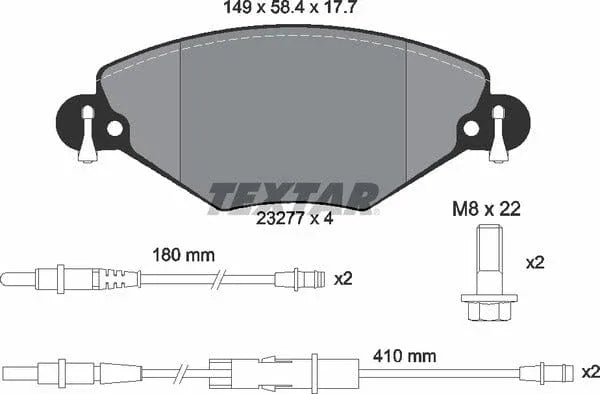 Textar Brake Pads Full Set Of 4 Front With Brake Caliper Screws 2327701 - image 5