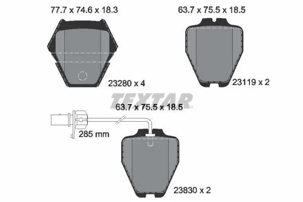 Textar Brake Pads Full Set Of 4 Front 2328001 - image 4