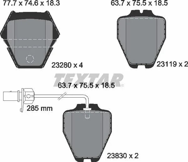 Textar Brake Pads Full Set Of 4 Front 2328001 - image 5