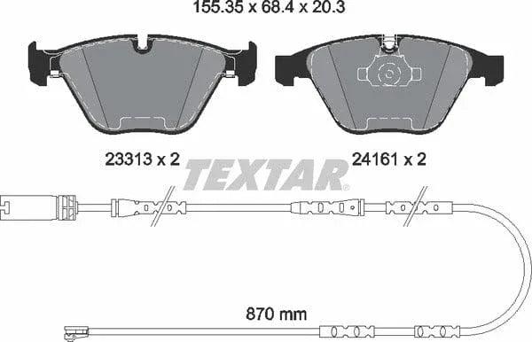 Textar Brake Pads Full Set Of 4 Front With Accessories 2331307 - image 5