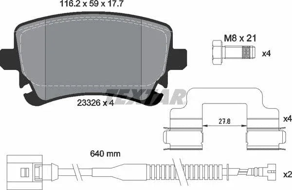 Textar Brake Pads Full Set Of 4 Rear With Brake Caliper Screws With Accessories 2332603 - image 5