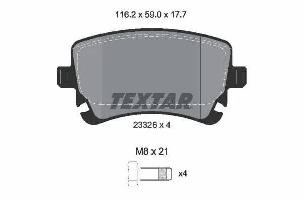 Textar Brake Pads Full Set Of 4 Rear With Brake Caliper Screws With Accessories 2332611 - image 4