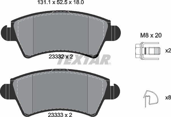 Textar Brake Pads Full Set Of 4 Front With Brake Caliper Screws With Accessories 2333201 - image 5