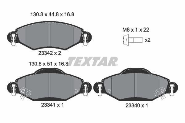 Textar Brake Pads Full Set Of 4 Front With Brake Caliper Screws 2334001 - image 4