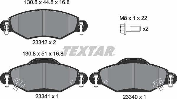 Textar Brake Pads Full Set Of 4 Front With Brake Caliper Screws 2334001 - image 5