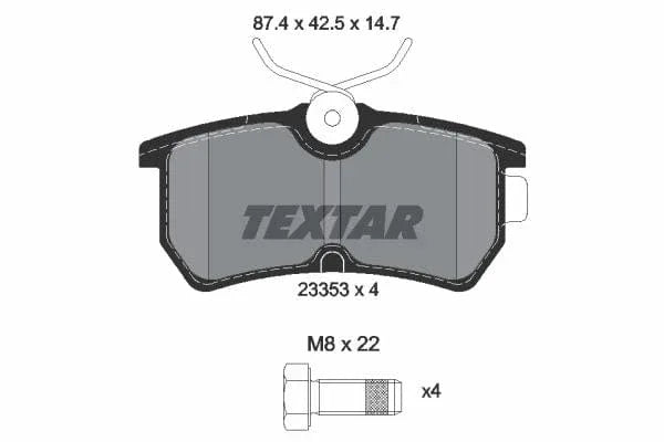 Textar Brake Pads Full Set Of 4 Rear With Brake Caliper Screws 2335301 - image 4