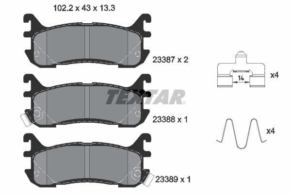 Textar Brake Pads Full Set Of 4 Rear With Accessories 2338704 - image 4