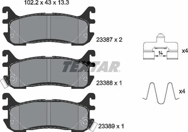 Textar Brake Pads Full Set Of 4 Rear With Accessories 2338704 - image 5