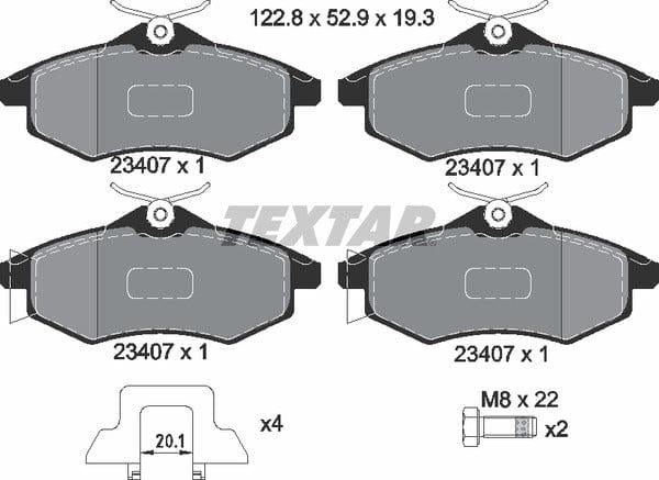 Textar Brake Pads Full Set Of 4 Front With Accessories 2340702 - image 5