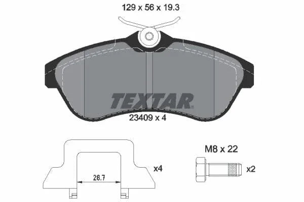 Textar Brake Pads Full Set Of 4 Front With Accessories 2340902 - image 4