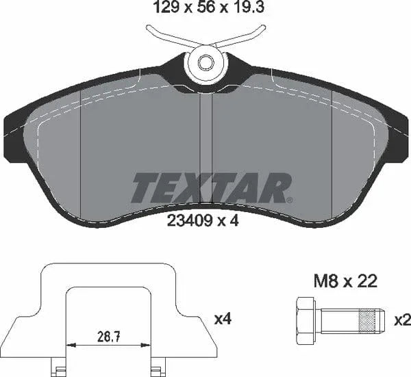 Textar Brake Pads Full Set Of 4 Front With Accessories 2340902 - image 5
