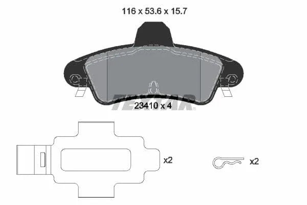 Textar Brake Pads Full Set Of 4 Rear With Accessories 2341007 - image 4