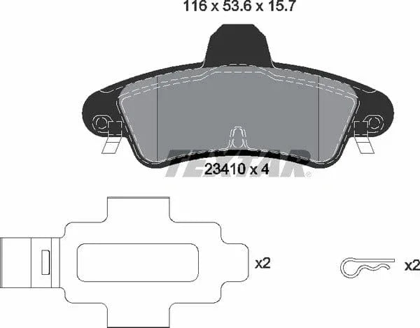 Textar Brake Pads Full Set Of 4 Rear With Accessories 2341007 - image 5