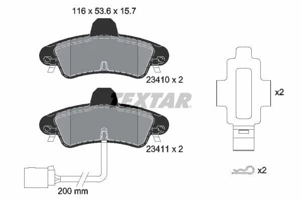 Textar Brake Pads Full Set Of 4 Rear With Accessories 2341008 - image 4