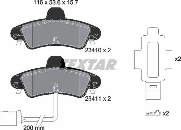 Textar Brake Pads Full Set Of 4 Rear With Accessories 2341008 - image 5