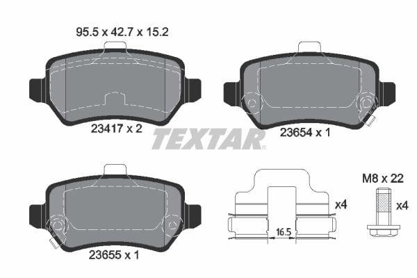 Textar Brake Pads Full Set Of 4 Rear With Brake Caliper Screws With Accessories 2341703 - image 4