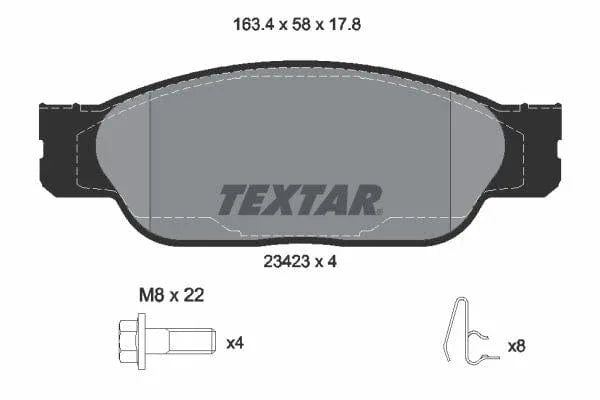 Textar Brake Pads Full Set Of 4 Front With Brake Caliper Screws With Accessories 2342301 - image 4