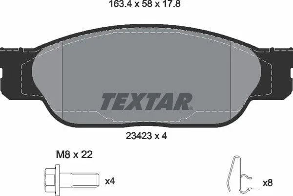 Textar Brake Pads Full Set Of 4 Front With Brake Caliper Screws With Accessories 2342301 - image 5