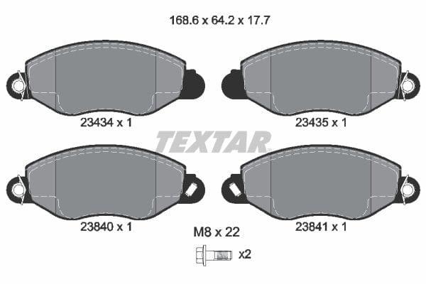 Textar Brake Pads Full Set Of 4 Front With Brake Caliper Screws 2343401 - image 4