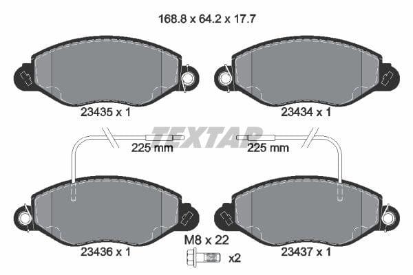 Textar Brake Pads Full Set Of 4 Front With Brake Caliper Screws 2343501 - image 4