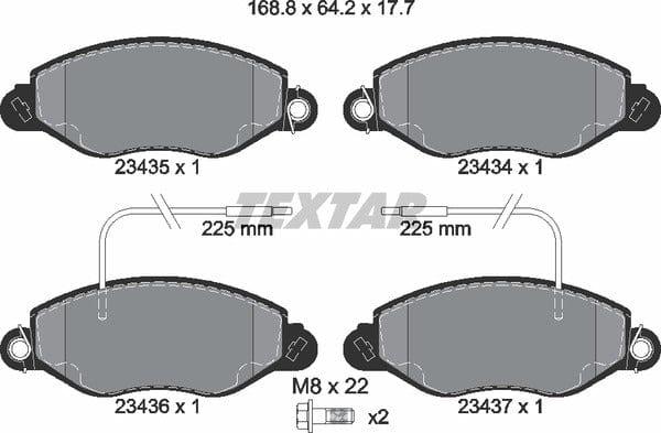 Textar Brake Pads Full Set Of 4 Front With Brake Caliper Screws 2343501 - image 5