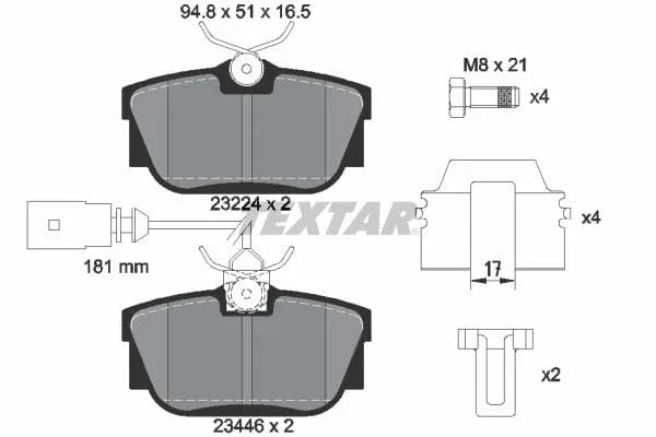 Textar Brake Pads Full Set Of 4 Rear With Brake Caliper Screws With Accessories 2344605 - image 4